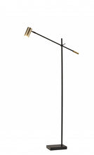 Load image into Gallery viewer, Adjustable LED Task Floor Lamp With Antiqued Brass Cylinder Shade - Black
