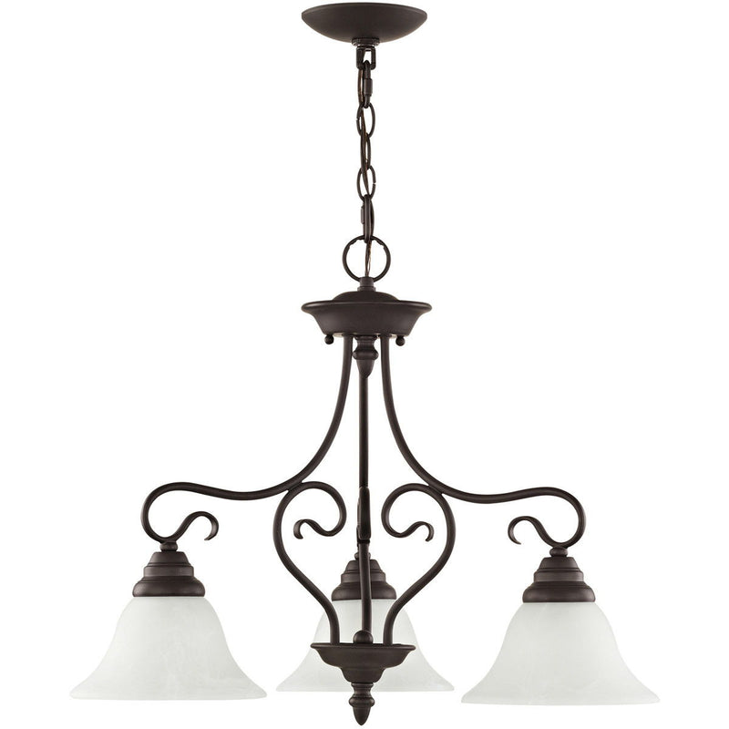 21" Three Light Dimmable Chandelier With Shades - Bronze
