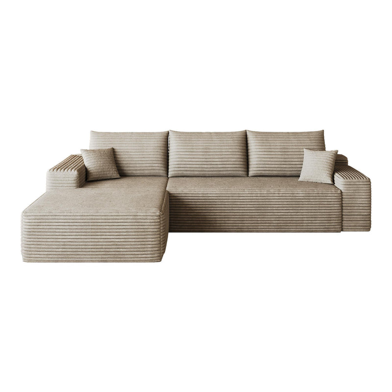 Corduroy Modular L Shaped Sofa And Chaise Sectional (762626) - Camel