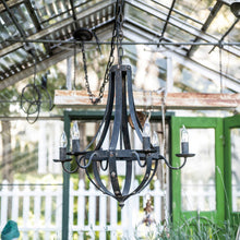 Load image into Gallery viewer, 6 Light Metal Chandelier, Hanging Light Fixture With Adjustable Chain For Kitchen, Bulb Not Included - Black
