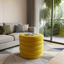 Load image into Gallery viewer, Velvet Tufted Round Cocktail Ottoman - Yellow
