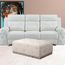 Load image into Gallery viewer, Velvet Tufted Cocktail Ottoman - Ivory / Brown

