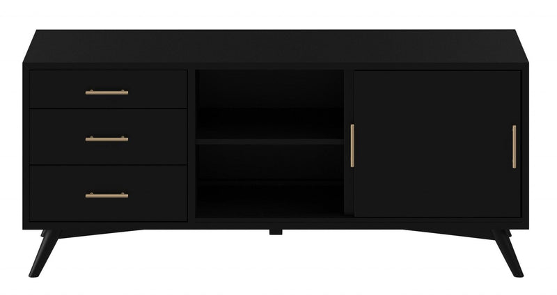 Mahogany Solids Okoume And Veneer Open Shelving TV Stand - Black
