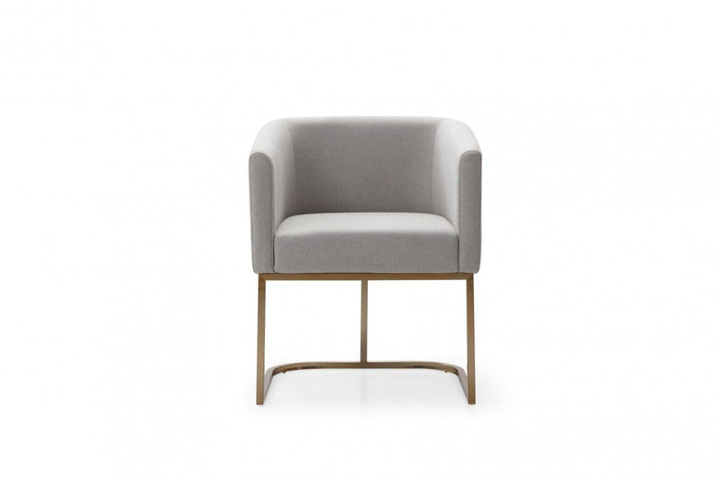 Contemporary Upholstered Fabric Dining Arm Chair - Light Gray