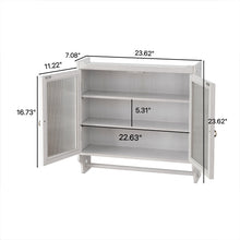 Load image into Gallery viewer, Vintage Double Door Wall Cabinet With Three Tiers Storage And Towel Rack - White Washed
