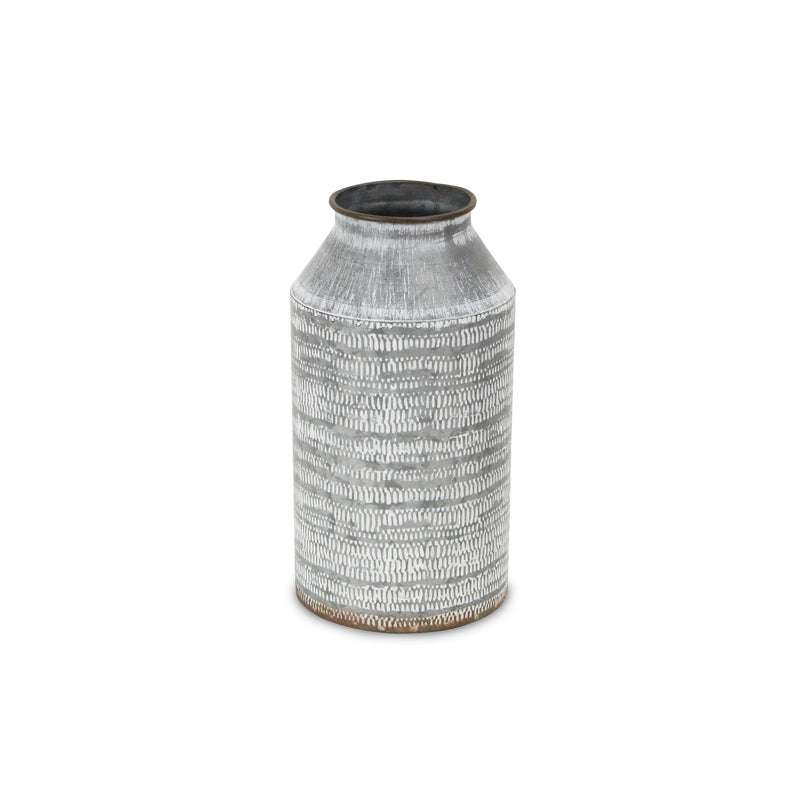 Galvanized Geometric Patterned Jug Vase (635606) - Gray