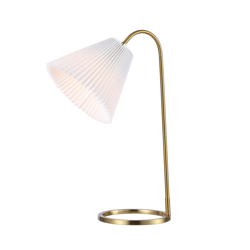 Ribbed Swing Arm Geometric Arched Lamp With Empire Shade - Brass