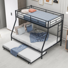 Load image into Gallery viewer, Twin over Full Bed with Sturdy Steel Frame, Bunk Bed with Twin Size Trundle, Two-Side Ladders, Black(OLD SKU:MF194424AAB)
