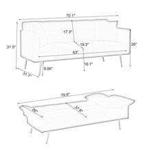 Load image into Gallery viewer, Convertible Double Futon Sofa Bed With Folding Armrests For Living Rooms
