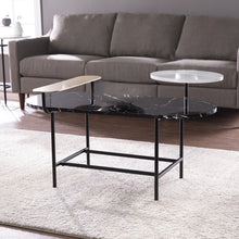 Load image into Gallery viewer, Faux Marble Metal With Iron Coffee Table - Black
