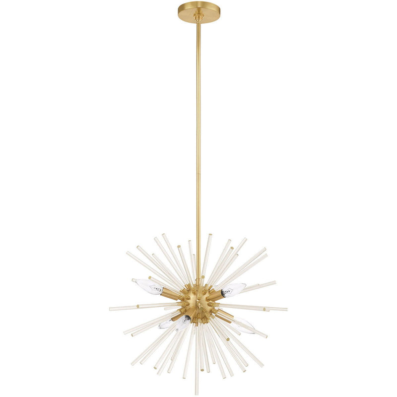 25'' Six Light Dimmable Chandelier With Shades - Brass
