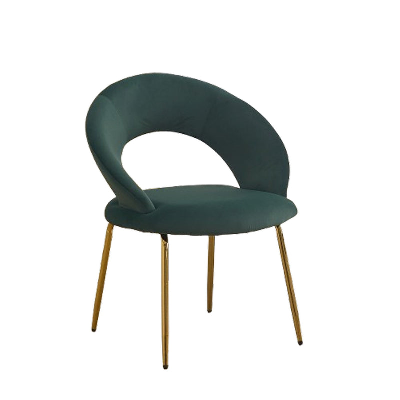Boucle Metal Curved Back Dining Side Chair - Green / Gold