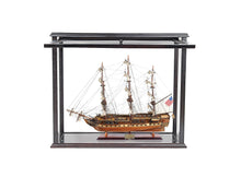Load image into Gallery viewer, Hand Painted 1797 USS Constitution Medium Open Fron Display Case Model Boat - Brown

