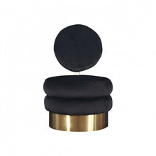 Load image into Gallery viewer, Velvet And Gold Contemporary Barrel Chair - Black

