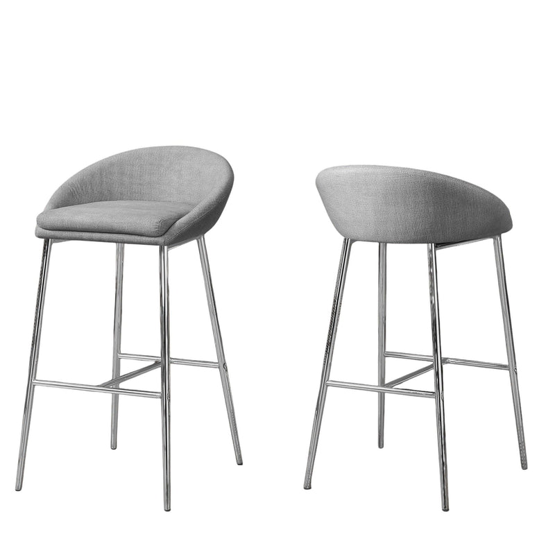 30" Metal Low Back Bar Chairs (Set of 2) - Gray And Silver