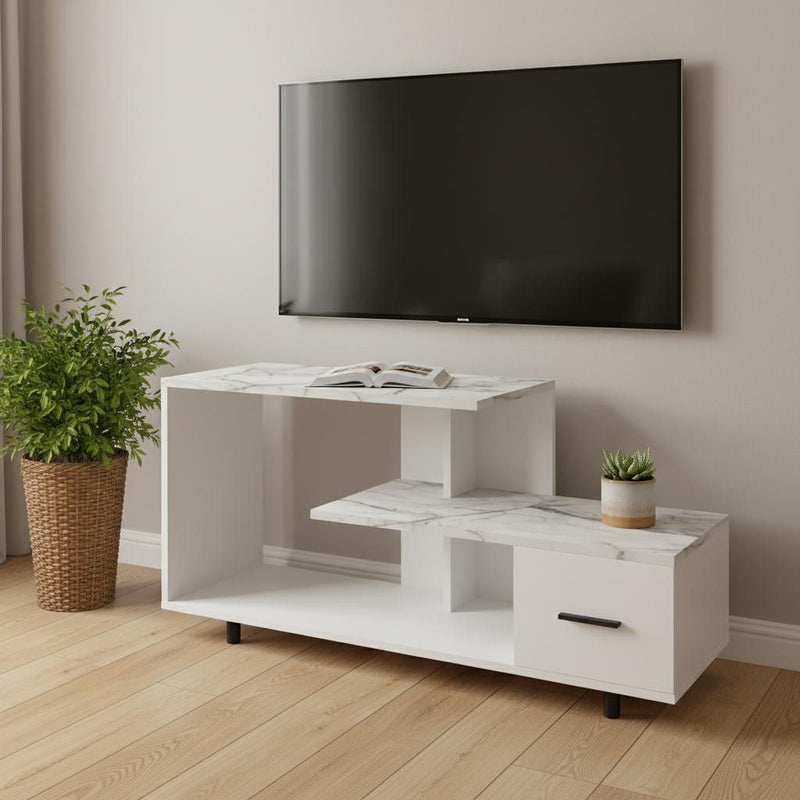 47" Cabinet Enclosed Storage TV Stand - White
