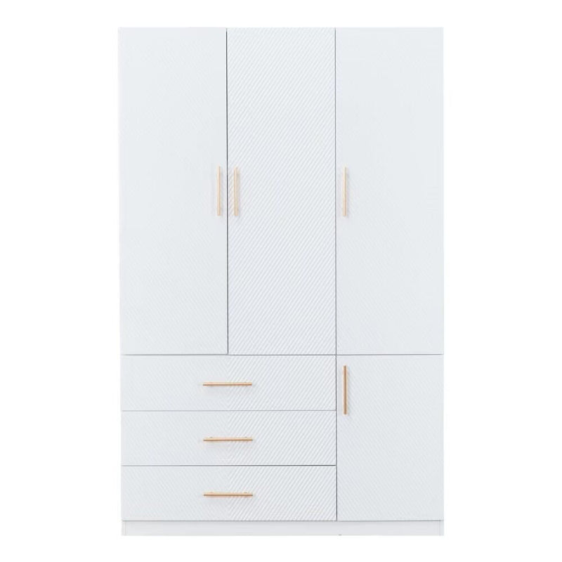74" Four Door Three Drawer Combo Dresser - White