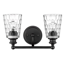 Load image into Gallery viewer, Metal And Pebbled Glass Two Light Wall Light - Black
