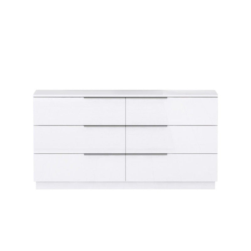 62" Wood Six Drawer Double Dresser - White