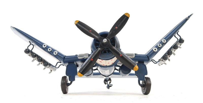 Hand Painted Model Airplane Tabletop Sculpture - Blue