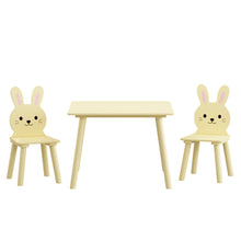 Load image into Gallery viewer, Table And Chair Set With 2 Bunny Chairs, Children's Activity Table For Toddlers, Cute Animal Design - Yellow
