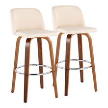 Load image into Gallery viewer, Toriano - Mid Century Modern Fixed Height, Barstool With Swivel With Round Footrest (Set of 2)
