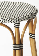 Load image into Gallery viewer, Rattan Backless Bar Height Bar Chair - Natural Black And White
