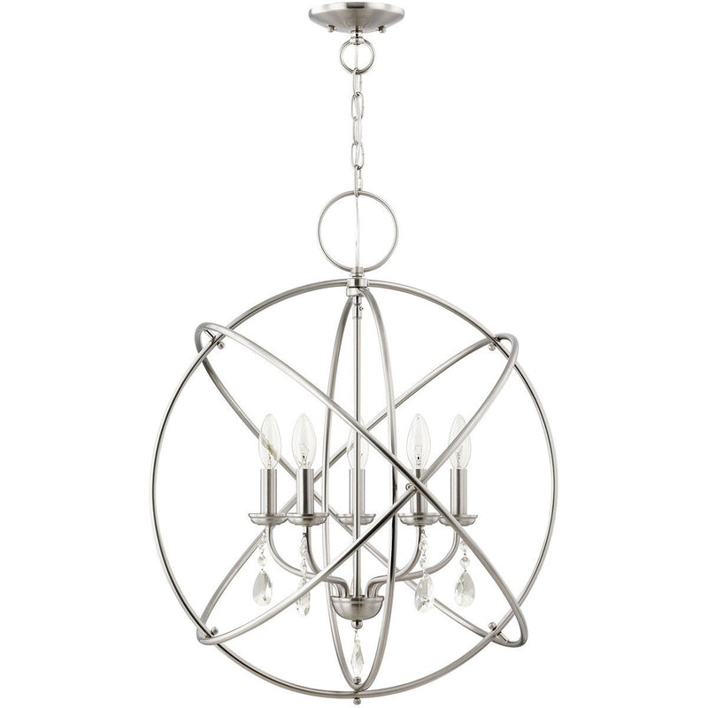 27" 5 Light Dimmable Chandelier With Shades - Nickel