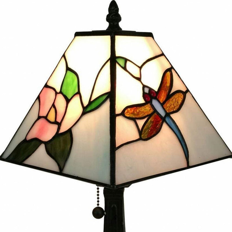 15" Metal Candlestick Table Lamp With White Empire Shade - Dark Brown