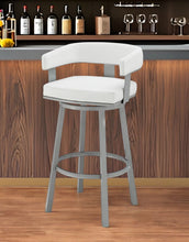 Load image into Gallery viewer, Faux Leather And Iron Swivel Low Back Counter Height Bar Chair - White And Gray
