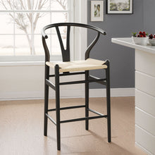 Load image into Gallery viewer, 27" Solid Wood Counter Height Bar Chair - Beige / Black
