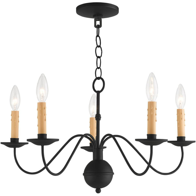 13'' Five Light Dimmable Chandelier With Shades - Black
