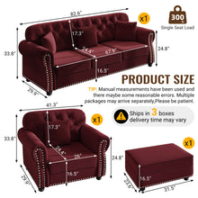 Load image into Gallery viewer, Upholstered Sofa Set With Nailhead Trim And Rolled Armrests, Includes Pillows
