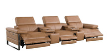 Load image into Gallery viewer, Top Grain Leather Reclining Metal USB Sofa (720345) - Chestnut
