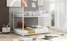 Load image into Gallery viewer, Full over Full Metal Bunk Bed, Low Bunk Bed with Ladder, White(Old SKU:MF197034AAK)
