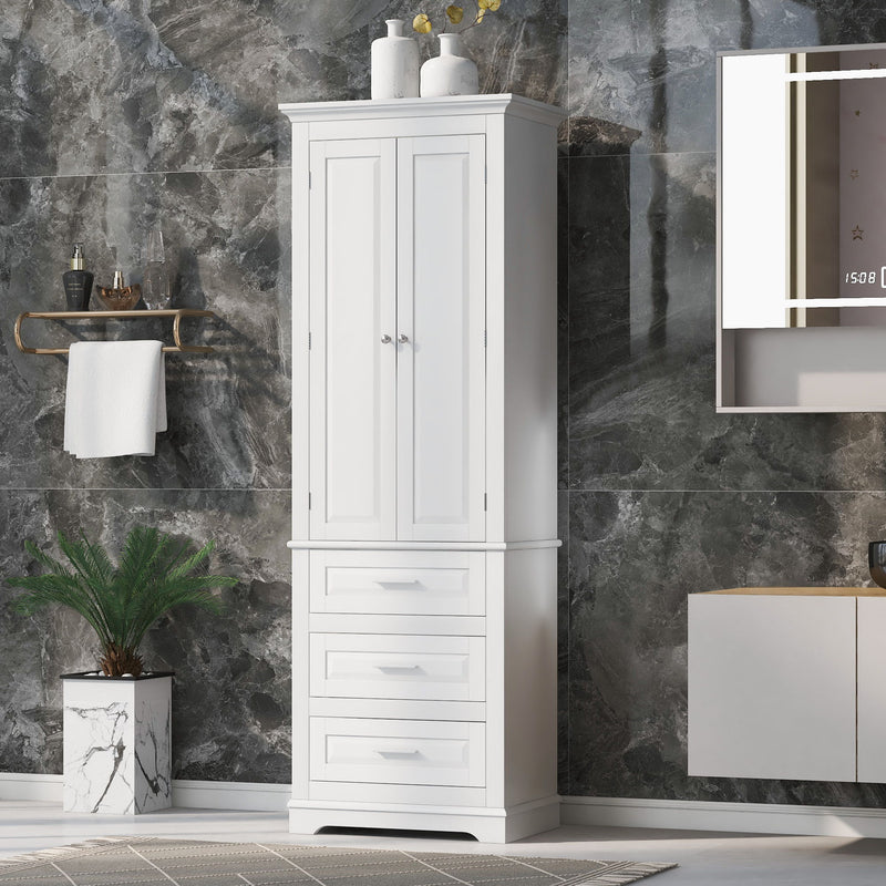 Tall Storage Cabinet With 3 Drawers For Bathroom