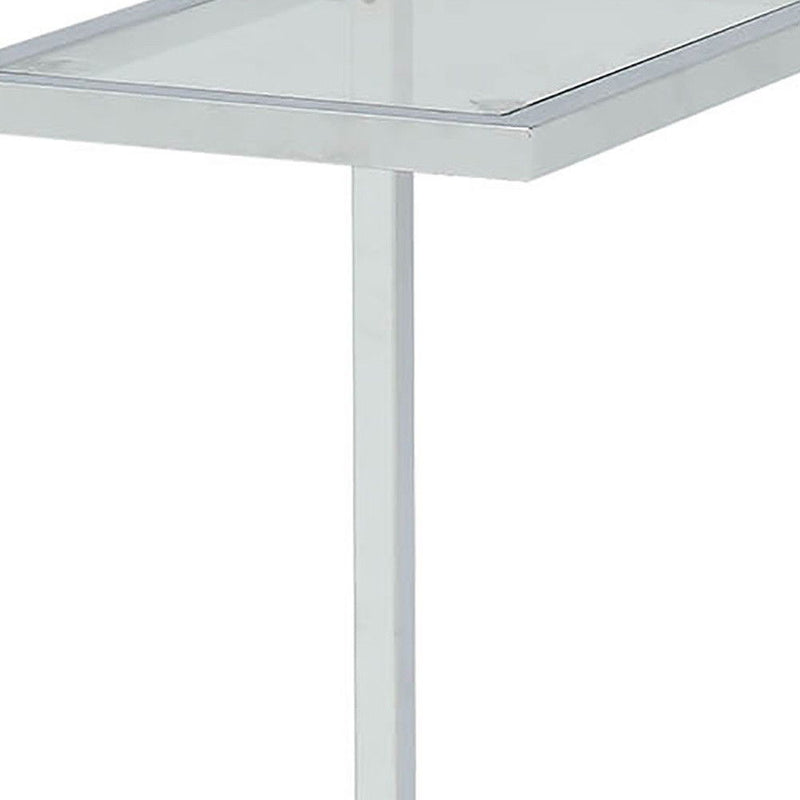 26" Glass End Table - White And Clear