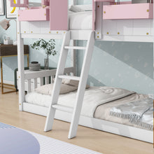 Load image into Gallery viewer, House Bunk Bed With Roof, Window, Window Box, Door, With Safety Guardrails And Ladder
