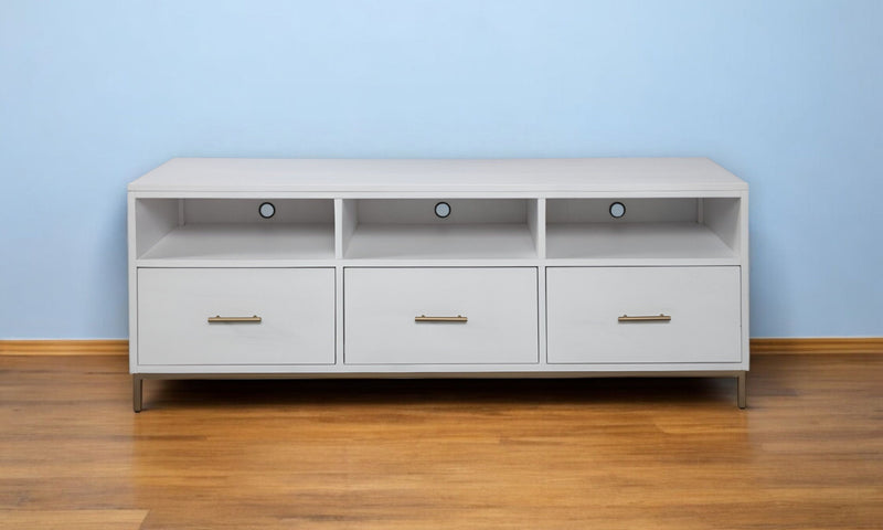 Mahogany Solids & Veneer Open Shelving, TV Stand - White