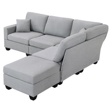 Load image into Gallery viewer, [VIDEO provided][New]89.8*60.2&quot; Modern Sectional Sofa,5-Seat Modular Couch Set with Convertible Ottoman,L-Shape Linen Fabric Corner Couch Set with 2 Pillows for Living Room,Apartment,Office, 3 Colors
