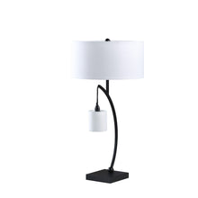 Load image into Gallery viewer, Metal Two Light Arched Table Lamp With White Drum Shade - Black
