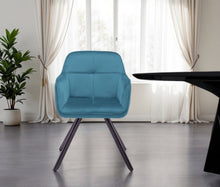 Load image into Gallery viewer, Tufted And Velvet And Metal Dining Arm Chair - Blue
