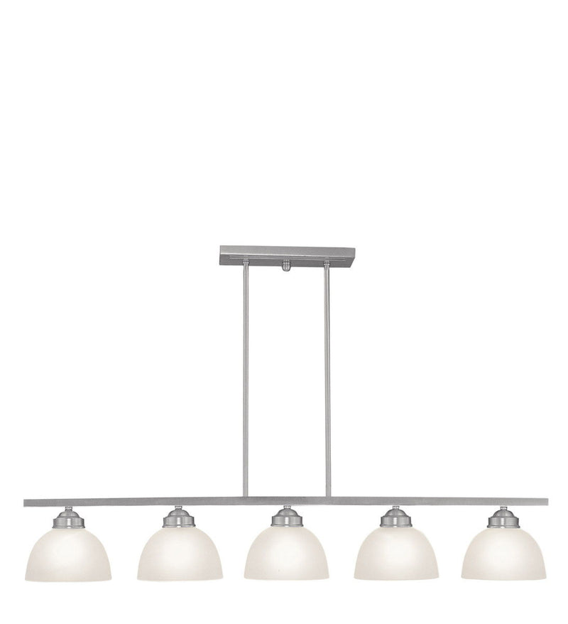 8" Five Light Dimmable Chandelier With Shades - Nickel