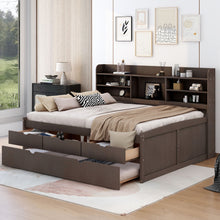 Load image into Gallery viewer, Captain Bed With Built In Bookshelves, 3 Storage Drawers, And Trundle
