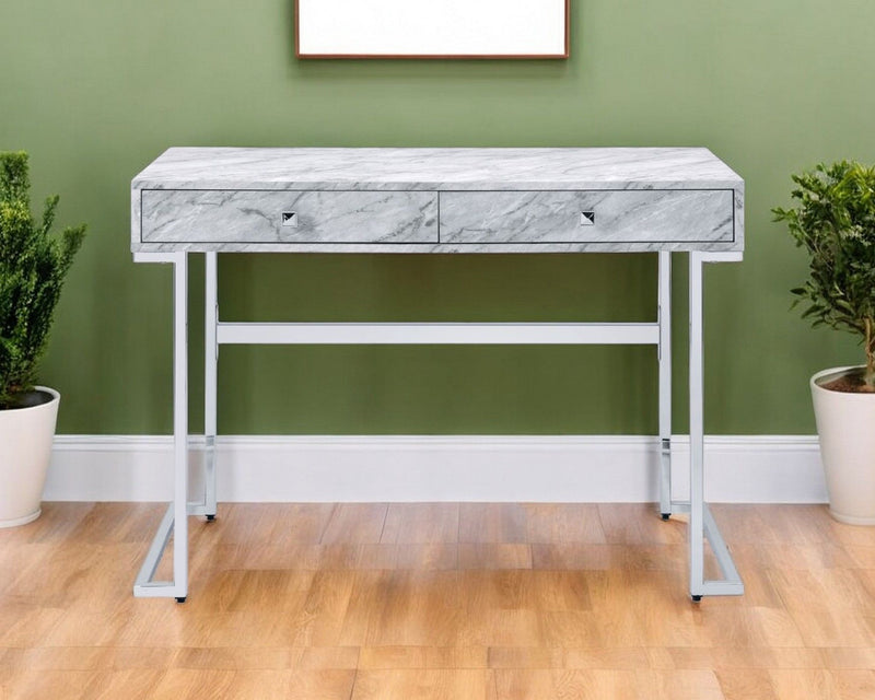 42" Writing Desk With Two Drawers - White