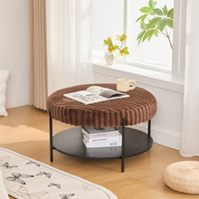 Load image into Gallery viewer, Modern Upholstered Round Ottoman Coffee Table With Storage Shelf
