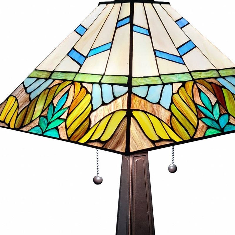 22" Metal Two-Light Candlestick Vintage Look Table Lamp With White Shade - Dark Brown