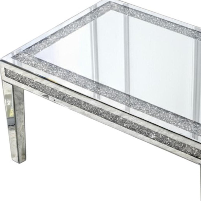 Mirrored Faux Crystal Glass Coffee Table - Clear / Silver