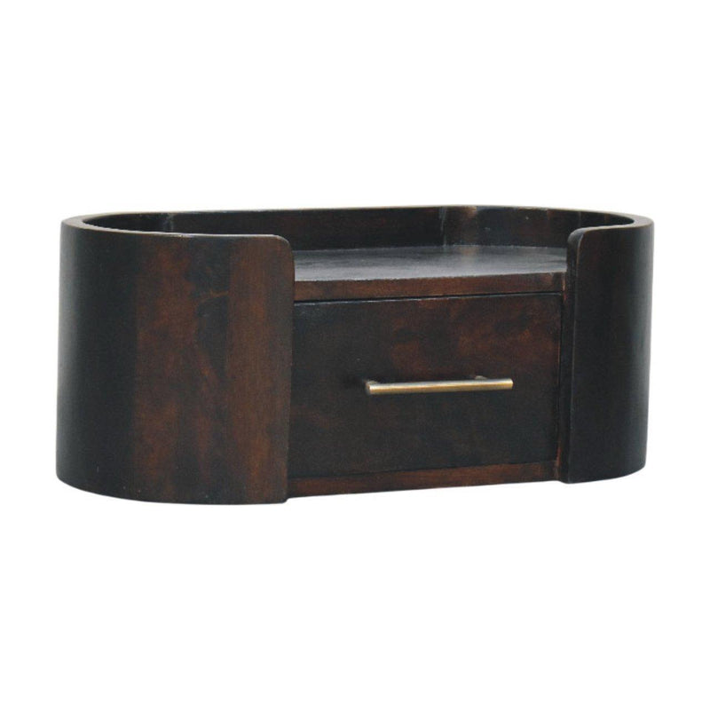 Solid Wood One Drawer Floating Nightstand - Mocha