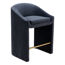 Load image into Gallery viewer, 26" Velvet And Steel Counter Height Bar Chair - Gray / Gold
